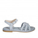 Woman's strap sandal in baby-blue leather heel 1 - Available sizes:  33, 43, 44