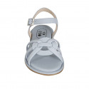 Woman's strap sandal in baby-blue leather heel 1 - Available sizes:  33, 43, 44