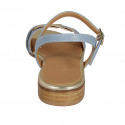 Woman's sandal with strap in light blue and platinum leather heel 2 - Available sizes:  33