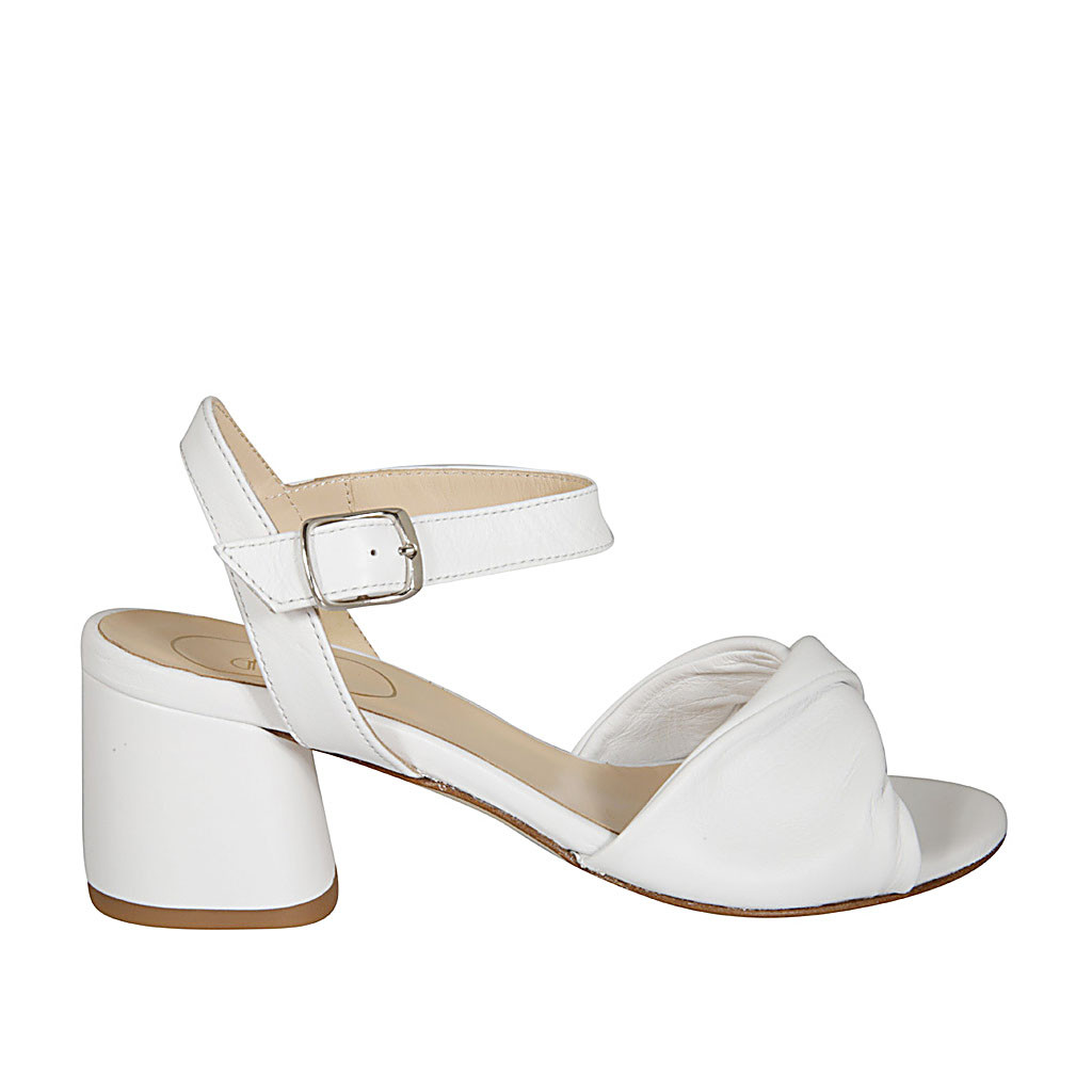 strap sandal in white leather heel 