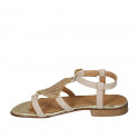 Woman's thong sandal with rhinestones and strap in nude leather heel 2 - Available sizes:  46