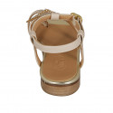 Woman's thong sandal with rhinestones and strap in nude leather heel 2 - Available sizes:  46