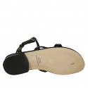Sandale pour femmes en cuir noir avec strass et courroie talon 2 - Pointures disponibles:  33