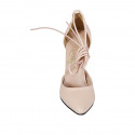 Woman's pointy open shoe with laces in rose leather heel 10 - Available sizes:  42