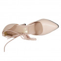Woman's pointy open shoe with laces in rose leather heel 10 - Available sizes:  42