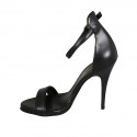 Woman's open shoe with ankle strap in black leather heel 11 - Available sizes:  46