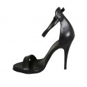 Zapato abierto con cinturon para mujer en piel negra tacon 11 - Tallas disponibles:  46