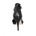 Woman's open shoe with ankle strap in black leather heel 11 - Available sizes:  46
