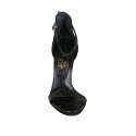 Chaussure ouverte avec courroie pour femmes en cuir noir talon 11 - Pointures disponibles:  46