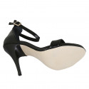 Woman's open shoe with ankle strap in black leather heel 11 - Available sizes:  46