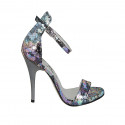 Woman's open shoe with strap in multicolored printed laminated leather heel 11 - Available sizes:  42, 43, 44, 45, 47