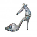 Chaussure ouverte pour femmes avec courroie en cuir imprimé lamé multicouleur talon 11 - Pointures disponibles:  42, 43, 44, 45, 47