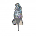 Woman's open shoe with strap in multicolored printed laminated leather heel 11 - Available sizes:  42, 43, 44, 45, 47