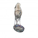 Woman's open shoe with strap in multicolored printed laminated leather heel 11 - Available sizes:  42, 43, 44, 45, 47