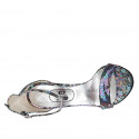 Chaussure ouverte pour femmes avec courroie en cuir imprimé lamé multicouleur talon 11 - Pointures disponibles:  42, 44, 45