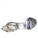 Woman's open shoe with strap in multicolored printed laminated leather heel 11 - Available sizes:  42, 43, 44, 45, 47