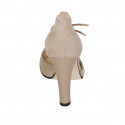 Woman's open shoe with laces in beige suede heel 10 - Available sizes:  42, 43
