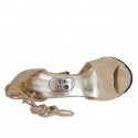 Chaussure ouverte pour femmes à lacets en daim beige talon 10 - Pointures disponibles:  34, 42, 43