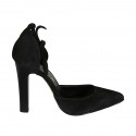 Woman's pointy open shoe with laces in black suede heel 10 - Available sizes:  33, 34, 42, 43, 46, 47