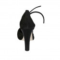 Woman's pointy open shoe with laces in black suede heel 10 - Available sizes:  33, 34, 42, 43, 46, 47