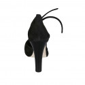 Woman's pointy open shoe with laces in black suede heel 10 - Available sizes:  42, 43, 46