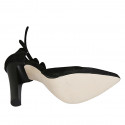 Woman's pointy open shoe with laces in black suede heel 10 - Available sizes:  33, 34, 42, 43, 46, 47