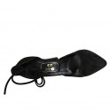 Woman's pointy open shoe with laces in black suede heel 10 - Available sizes:  42, 43, 46