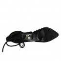 Zapato abierto a punta para mujer con cordones en gamuza negra tacon 10 - Tallas disponibles:  33, 34, 42, 43, 46, 47