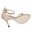 Zapato abierto con correa para mujer en piel rosa tacon 11 - Tallas disponibles:  42, 43, 44