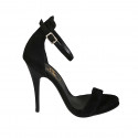 Woman's open shoe with ankle strap in black suede heel 11 - Available sizes:  43, 45, 46, 47