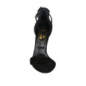 Zapato abierto para mujer con cinturon al tobillo en gamuza negra tacon 11 - Tallas disponibles:  46