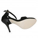Woman's open shoe with ankle strap in black suede heel 11 - Available sizes:  43, 45, 46, 47