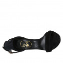 Zapato abierto para mujer con cinturon al tobillo en gamuza negra tacon 11 - Tallas disponibles:  43, 45, 46, 47