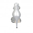 Woman's open shoe with strap in silver laminated and glittered leather heel 11 - Available sizes:  34, 44, 45, 46, 47