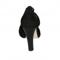 Woman's open shoe with laces in black suede heel 10 - Available sizes:  32, 33, 34, 42, 43, 46
