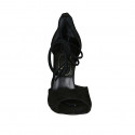 Chaussure ouverte pour femmes à lacets en daim noir talon 10 - Pointures disponibles:  32, 33, 34, 42, 43, 46