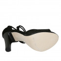Chaussure ouverte pour femmes à lacets en daim noir talon 10 - Pointures disponibles:  34, 42, 43