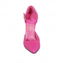 Zapato de salon puntiagudo para mujer con correa en piel fucsia tacon 11 - Tallas disponibles:  34, 42