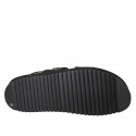 Sandalo da donna con fibbie regolabili in pelle nera zeppa 3 - Misure disponibili: 46