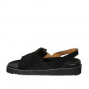 Sandale pour femmes en daim noir avec boucle et talon compensé 3 - Pointures disponibles:  42