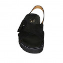 Sandale pour femmes en daim noir avec boucle et talon compensé 3 - Pointures disponibles:  42