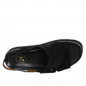 Sandale pour femmes en daim noir avec boucle et talon compensé 3 - Pointures disponibles:  42, 43, 45