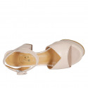 Woman's strap sandal with platform in nude leather heel 10 - Available sizes:  45