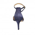 Scarpa aperta da donna con cinturino in raso blu tacco 8 - Misure disponibili: 43, 44