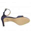 ﻿Zapato abierto con cinturon para mujer en satén azul tacon 8 - Tallas disponibles:  43, 44