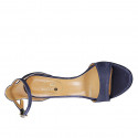 Woman's open shoe with strap in blue satin heel 8 - Available sizes:  43, 44