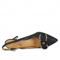 Woman's slingback pump in black braided leather with accessory heel 8 - Available sizes:  47