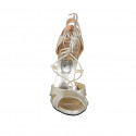 Chaussure ouverte à lacets pour femmes en cuir lamé platine talon 11 - Pointures disponibles:  42, 43
