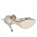 Woman's open shoe with laces in platinum laminated leather heel 11 - Available sizes:  42, 43, 45, 46, 47