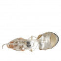 Chaussure ouverte à lacets pour femmes en cuir lamé platine talon 11 - Pointures disponibles:  42, 43